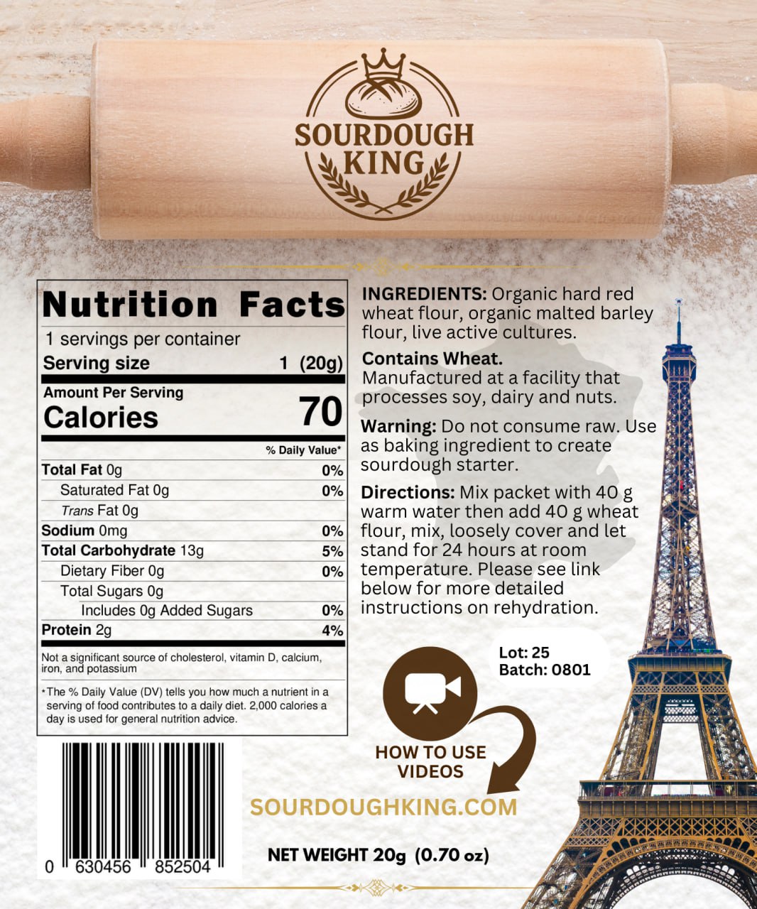 Sourdough King French Sourdough Starter - Back