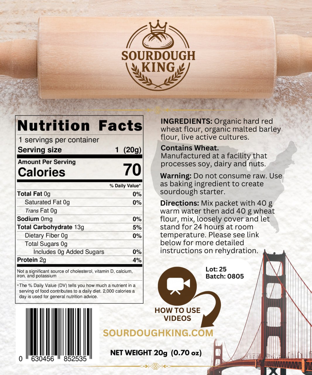 Sourdough King San Francisco Sourdough Starter - Back